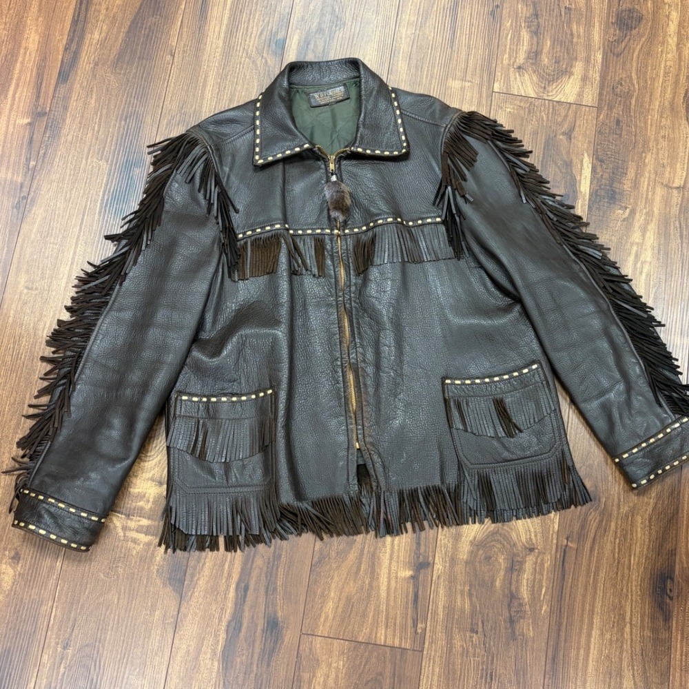 Vintage W.B. Place Deerskin Western Fringe Leather Jacket Talon 1950s Vintage - Picture 3 of 10